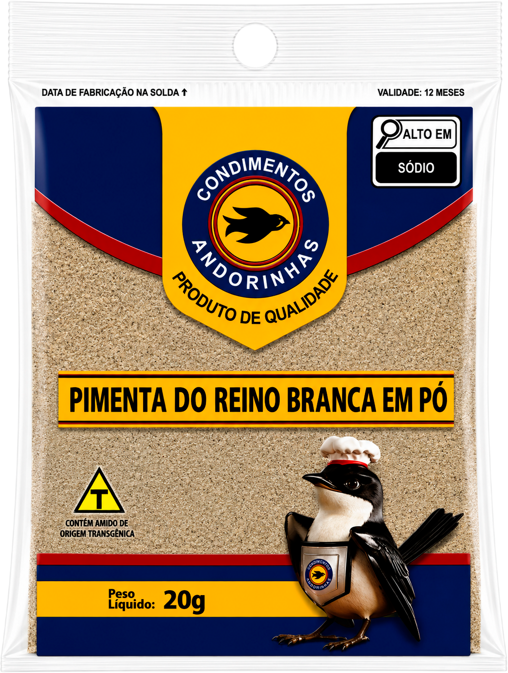 Pimenta do reino branca em pó